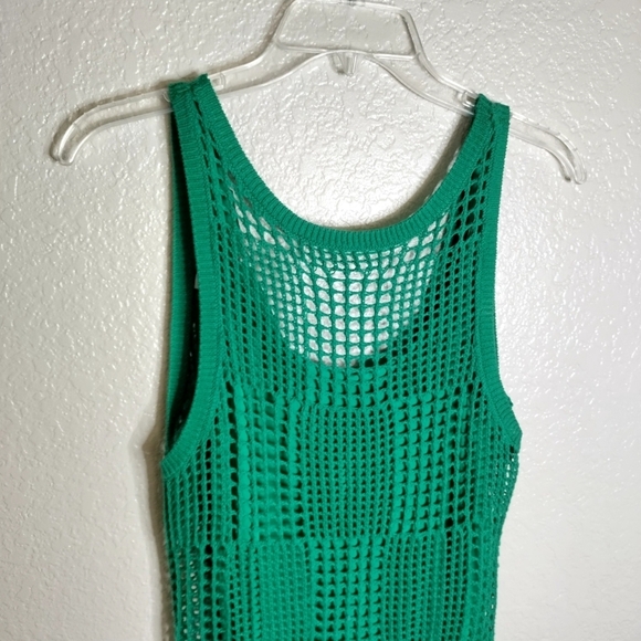 Joie Normandy Open-Knit Cotton Midi Dress Green Sz S - Picture 4 of 10